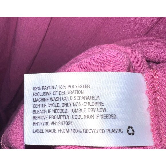 Ava & Viv Womens 2X Tier Long Sleeve V-Neck Dress Fuchsia Pink Rayon/Poly Blend - Picture 3 of 4